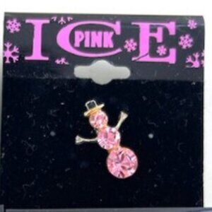 Pink Ice Crystal Snowman Pin
